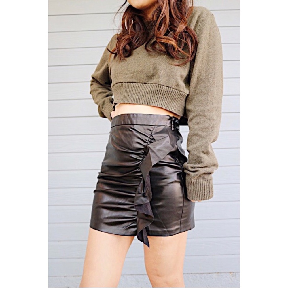Bershka | Black Leather Skirt | Size S